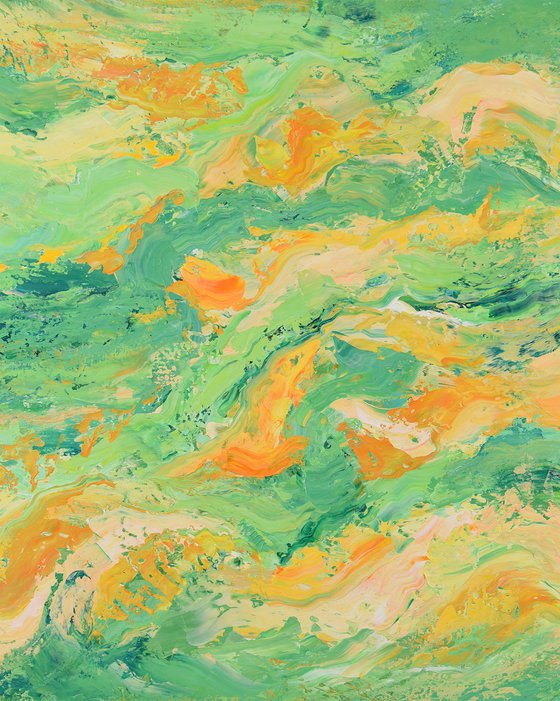 Orange Green Swirl - Vibrant Colorful Abstract