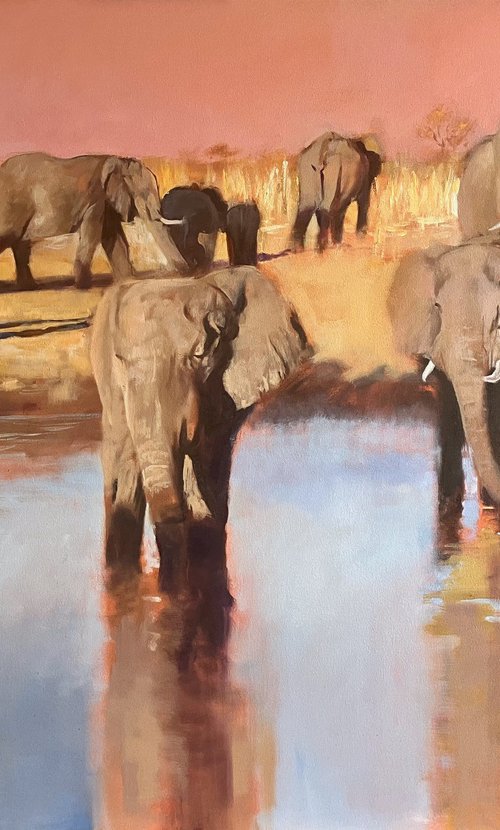 Elephants at Hyena Pan by John Welsh