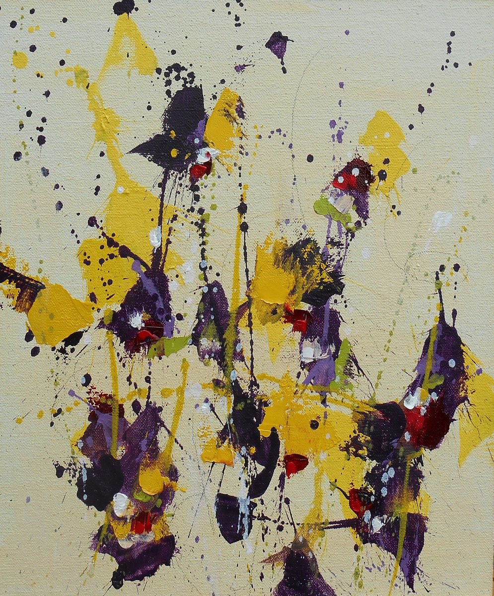 Fleur du Soleil (Flower of the Sun) - Abstract Art - 10 x 12 IN / 25 x 30 CM - Abstract Fl... by Cynthia Ligeros
