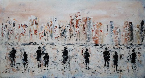 Walked around town,abstract,sale  sale was 2700 USD now 1400 USD. by Viorel Scoropan