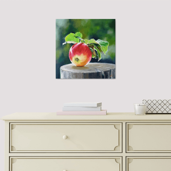 "An apple from grandmother's garden.  "  flower  liGHt original painting  GIFT (2021)