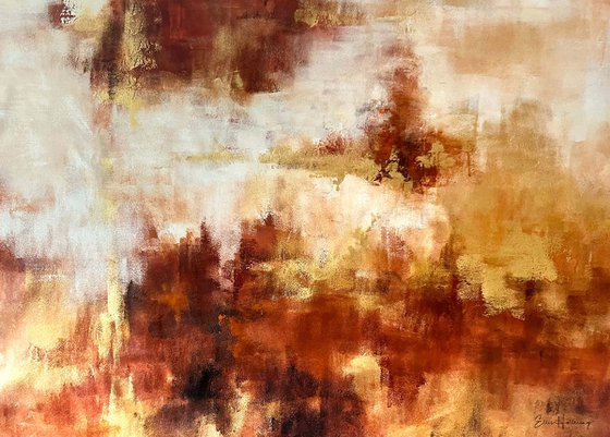 Golden Haze - Gold, orange and brown abstract
