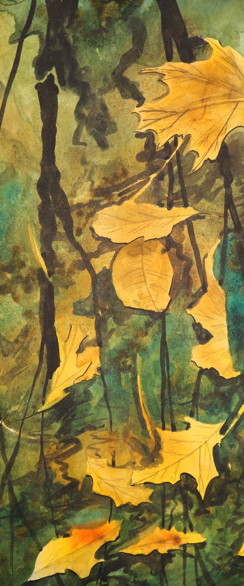 "Autumn leaves" Watercolor on paper 42x30 by Eugene Gorbachenko