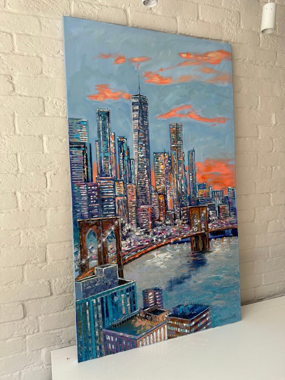 "Evening in New York" oil painting, cityscape, XXL