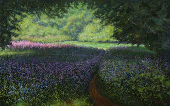 The Floral Path - sunny summer landscape painting