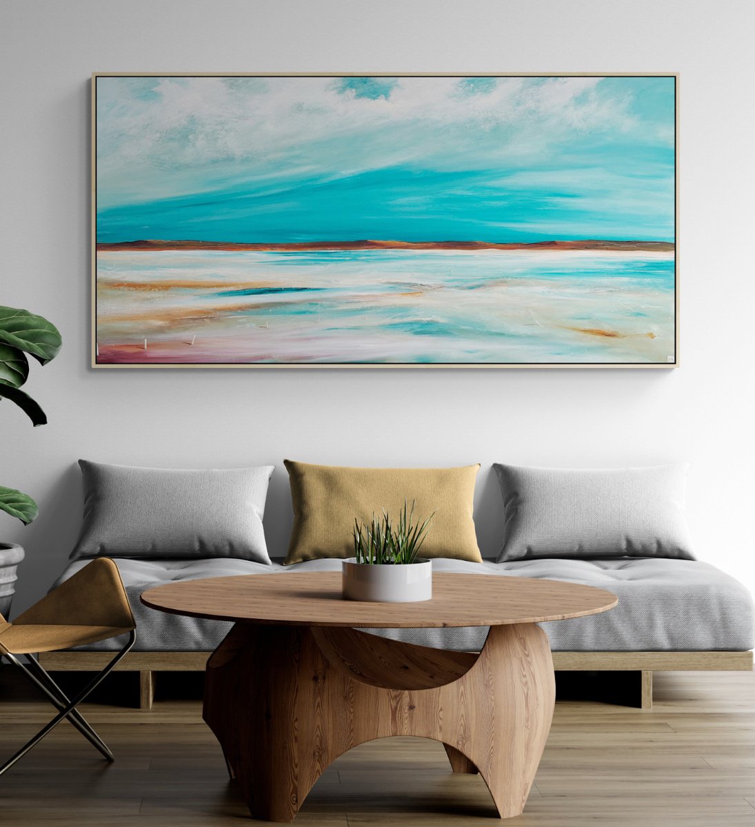 Organic Landscape Acrylic Painting By Tania Chanter, 71 X 35", The Horizon