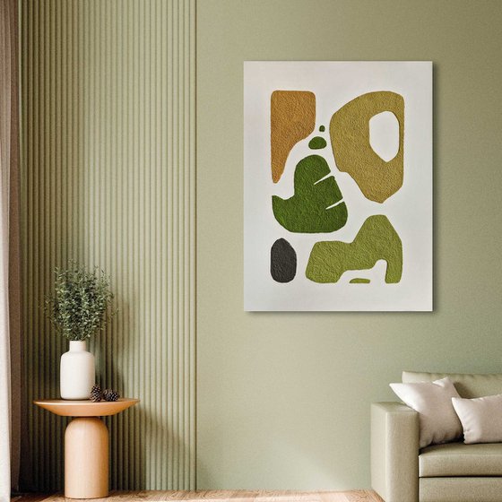 "Spring Bay 6" Textured green abstract art