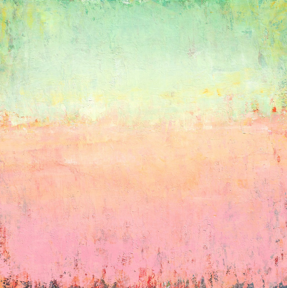 Rainbow Day 220609, rainbow colors pastel abstract color field painting. by Don Bishop