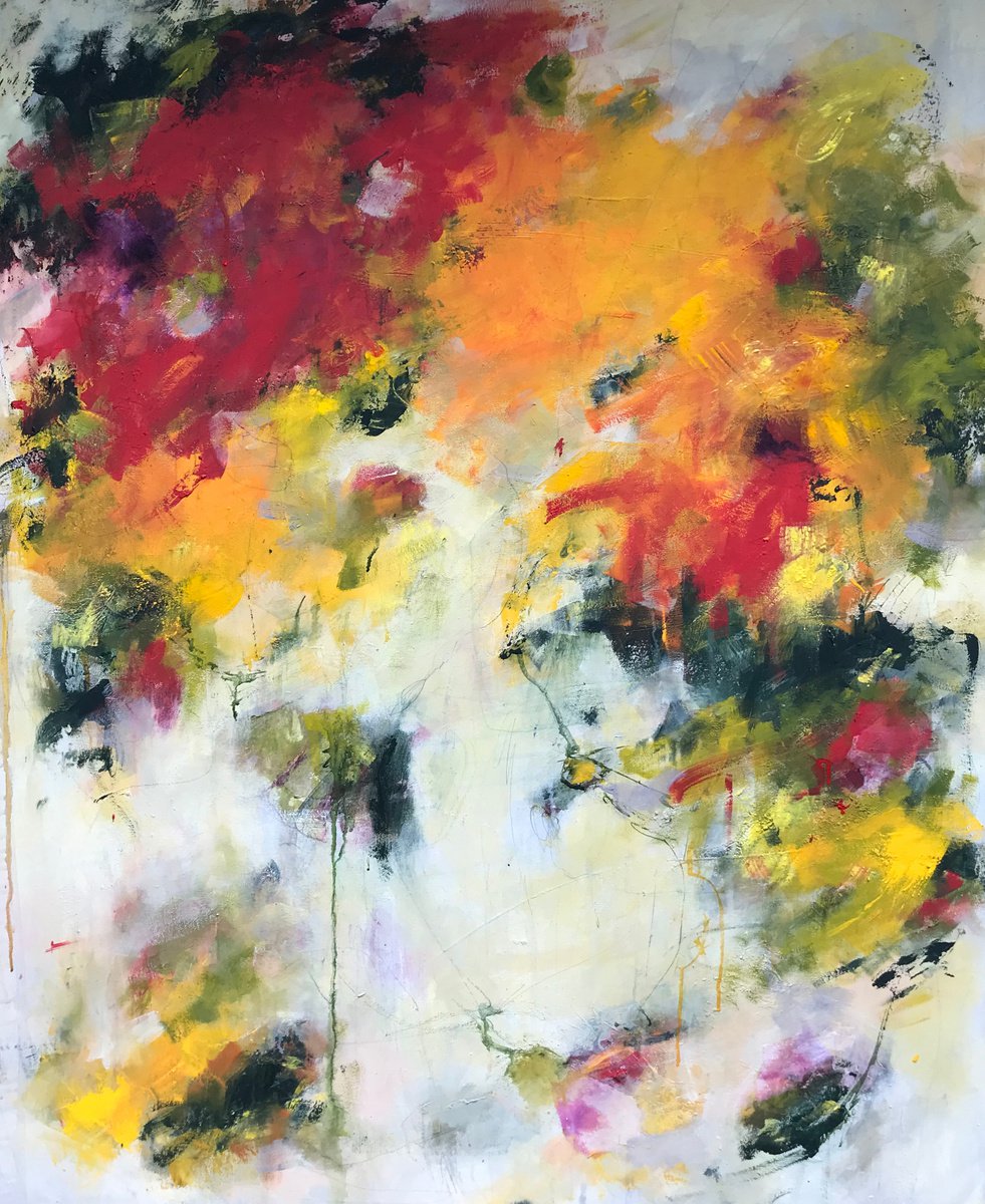 Mischievous Joy II - Extra large contemporary painting by Angela Dierks