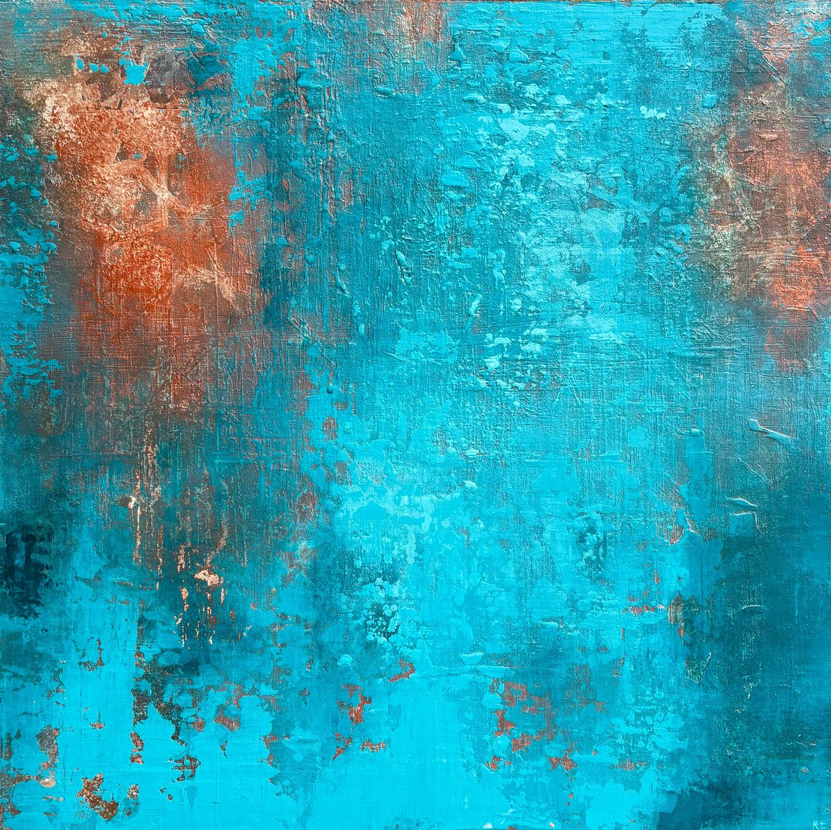 Abstract Acrylic Painting By Kath Edwards, 24 X 24", Reach For The Surface, Original Artwork