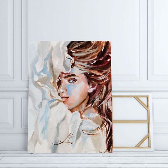 Large print on canvas. Woman print