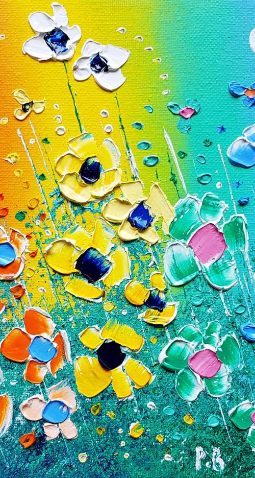 "Rainbow Meadow Flowers in Love" by Phil Broad