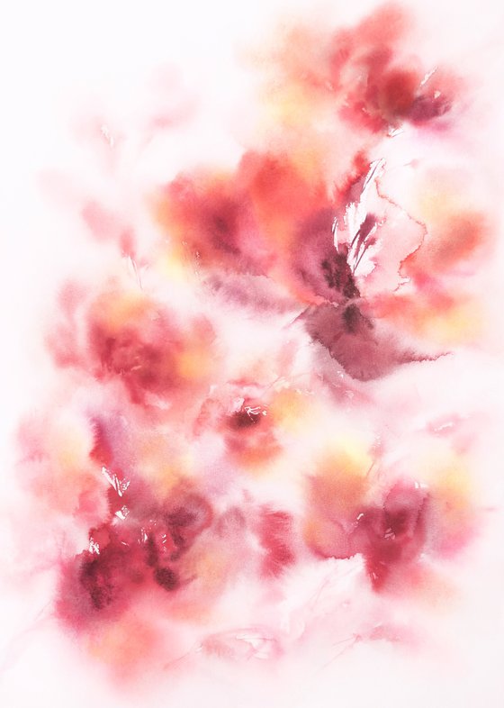 Red abstract flowers