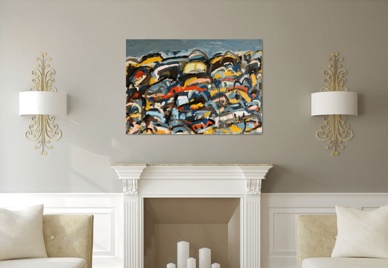 Landscape under the storm. Original abstract painting