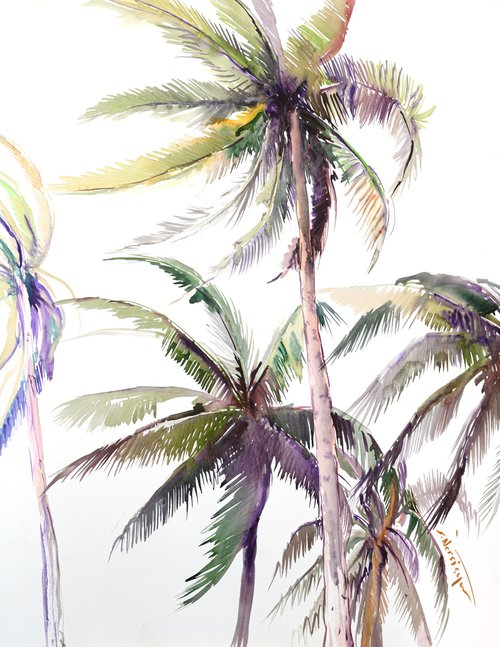 Coconut Palm Trees , windy day by Suren Nersisyan