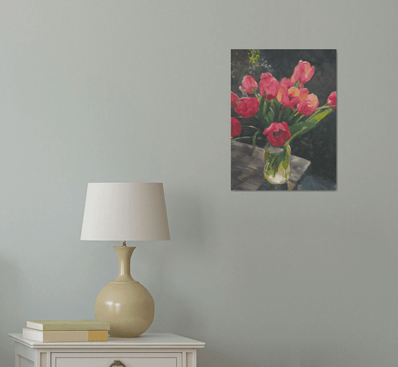 Tulips in a jar