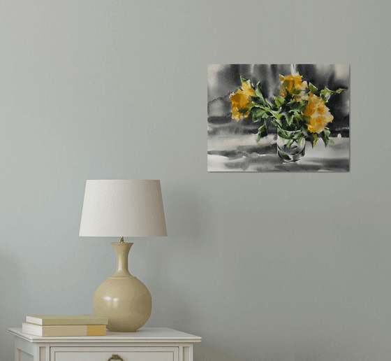 Yellow roses 2.  one of a kind, original watercolor