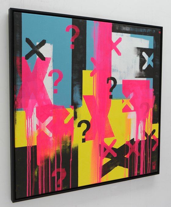 Typopop in Neon - Incl Black Frame - 95 x 95 cm - Ronald Hunter - 17M