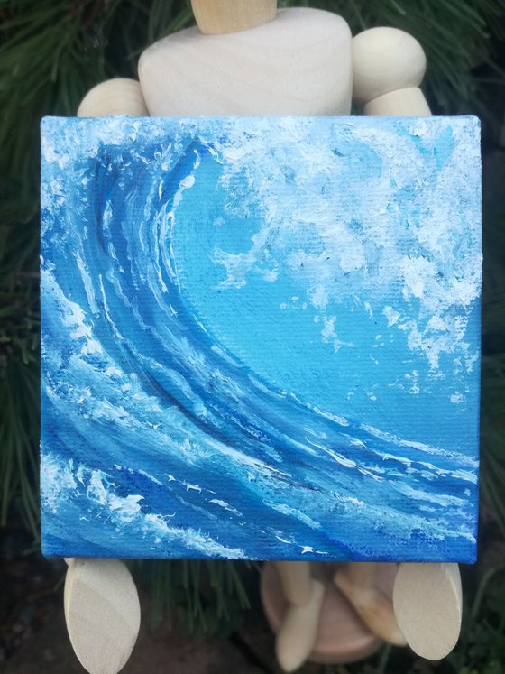 Miniature wave seascape #32 - Easel included