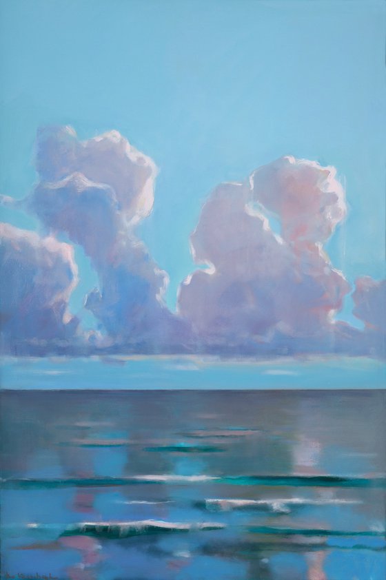 Calm Ocean Beautiful Clouds 24x36 inch by Bo Kravchenko