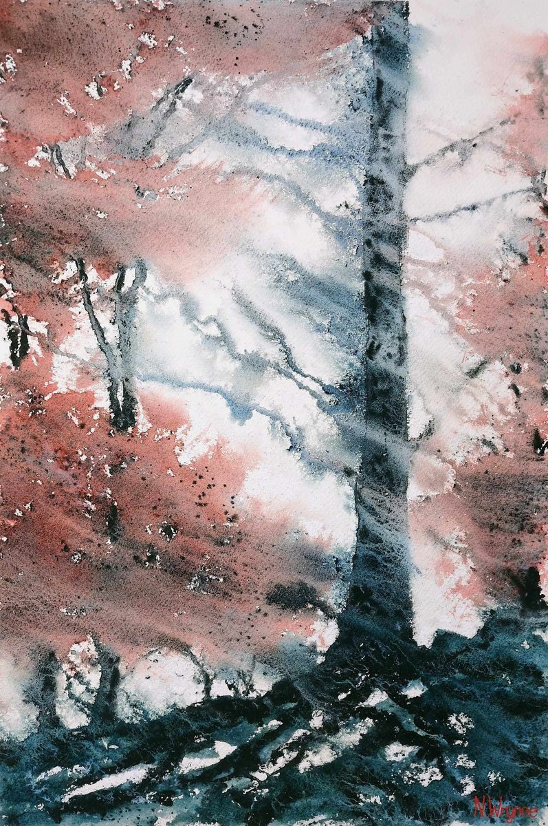 Expressive Abstract Watercolour By Neil Wrynne, 15 X 22", Wild With Regret, Original Artwork