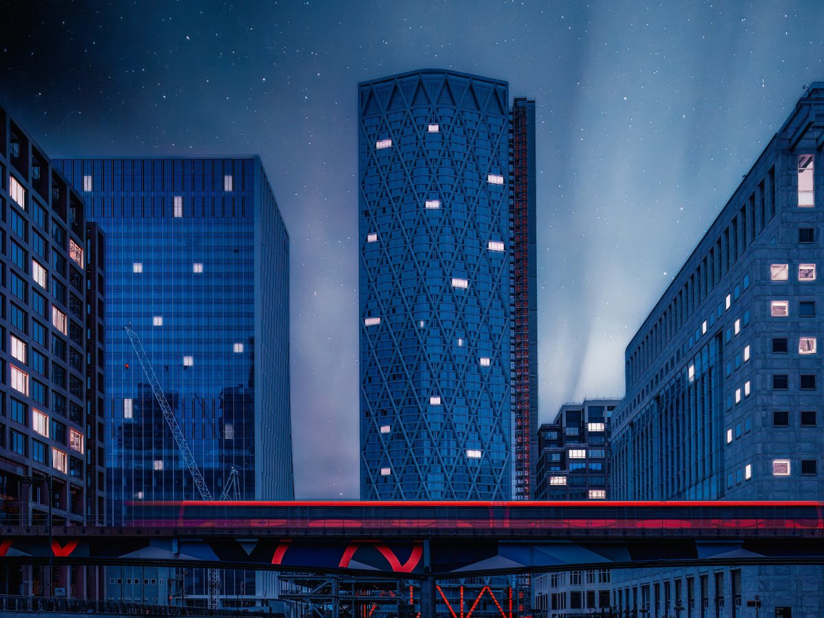 Cityscapes Photograph By Paul Nash, 24 X 18", Canary Wharf Day To Night, Original Artwork