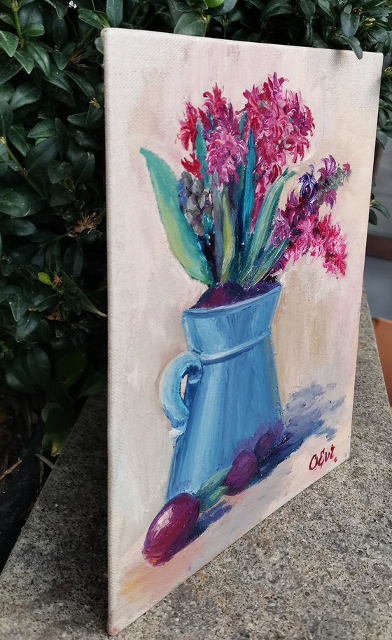 Hyacinth painting. 18x24 cm. Plein-air. Pittura Giacinto.