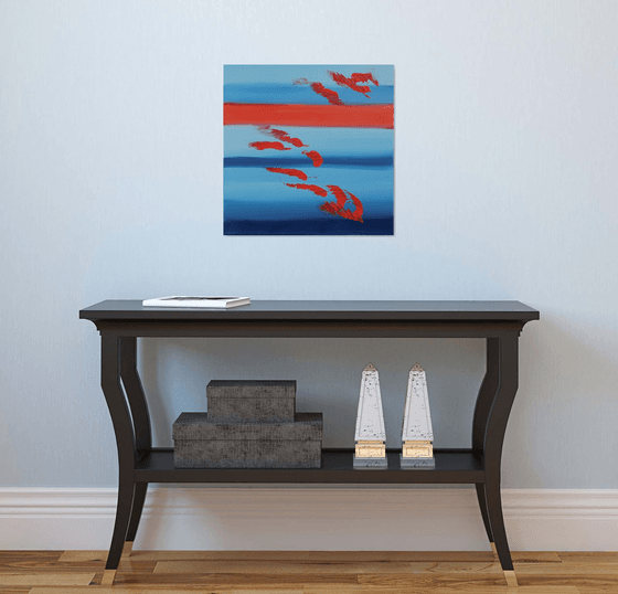 Red and blues, 50x50 cm