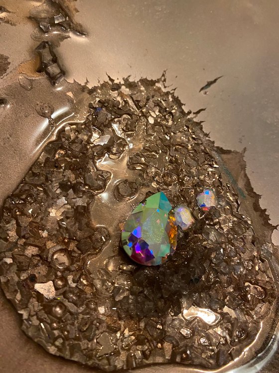 Rose Gold Copper Abstract Landscape Amethyst