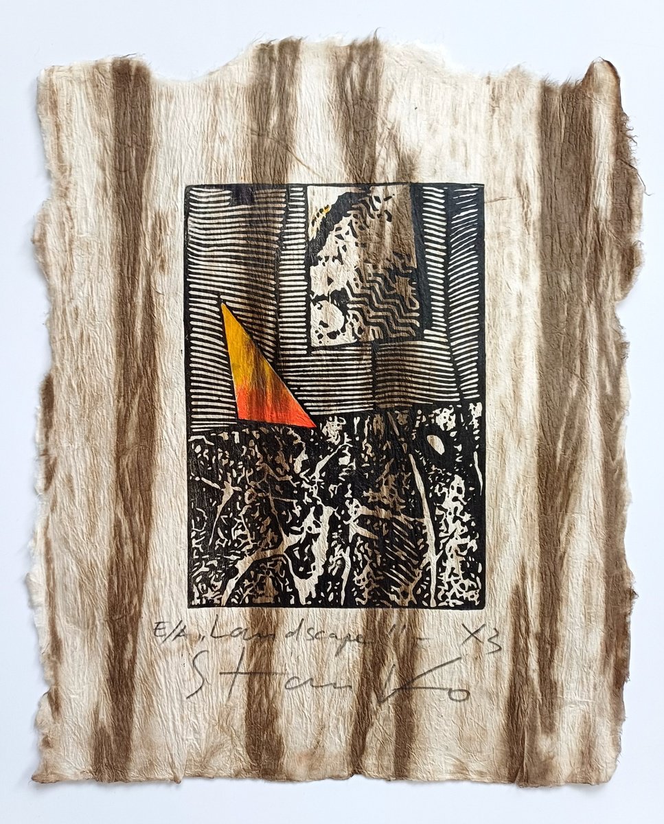 Abstract Linocut , Landscape By Stanislav Bojankov, 8 X 10, Artwork For Sale On Artfinder