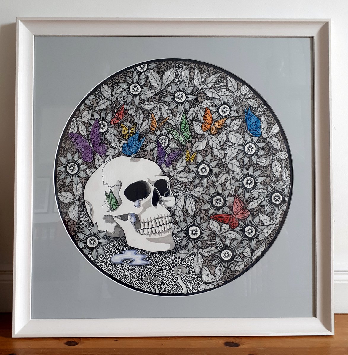 Illustrative Botanical Ink Drawing By Terri Smith, 28 X 28", Renewal, Original Artwork