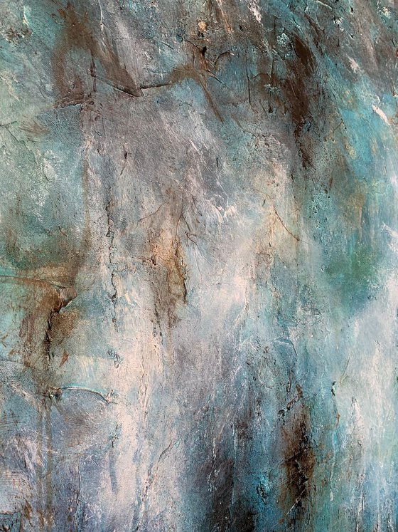 78''x61''(200x155cm) Magnificent Earth, blue, green, texture, land  colorful canvas art  - xxxl art - abstract art painting- extra large art