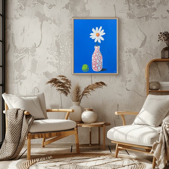 White Daisy Painting in Vase