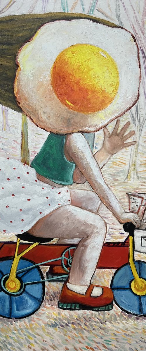 Egg girl on her bike by Ta Byrne