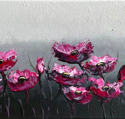 Abstract Poppies on a Panoramic Canvas by Marja Brown
