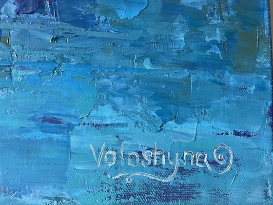 "Seascape". Sea. Original oil painting. boatsin the sea