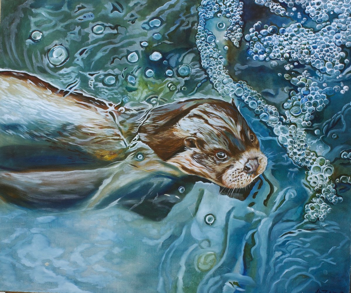 Photorealistic Animal Oil Painting By Anne Zamo, 26 X 20, Champagne Pour Tout Le Monde, Original Artwork