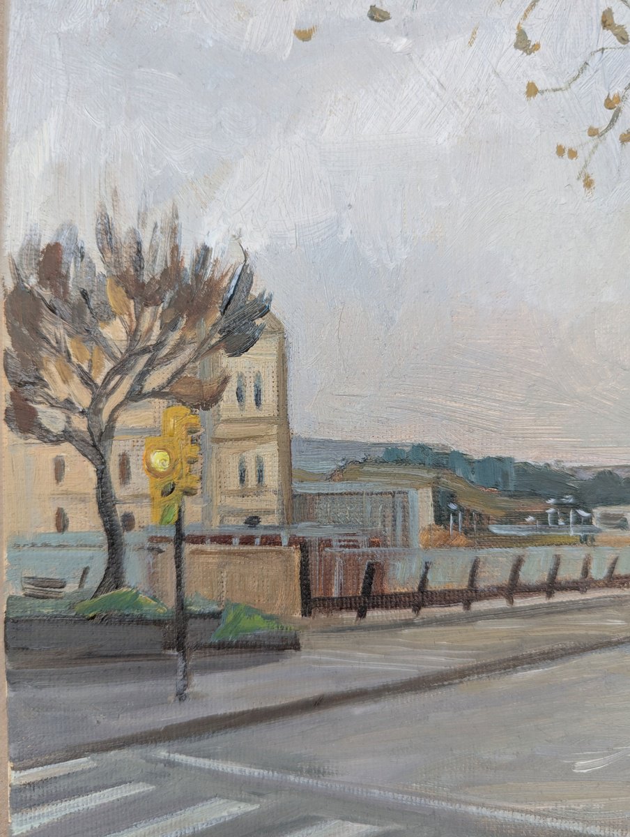 Urban And Pop Cityscapes Oil Painting By Ilona Sedneva, 12 X 12, After The Rain, Original Artwork