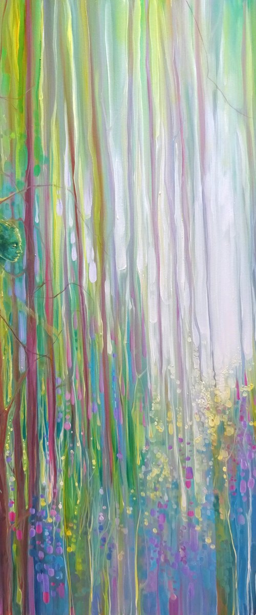ORIGINAL Oil Painting - The Dryads Bluebell Wood by Gill Bustamante