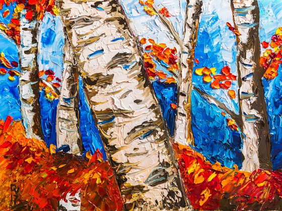 Birches in red
