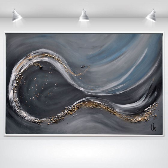 Golden Wave  - Abstract Art - Acrylic Painting - Canvas Art - Framed Painting - Abstract Golden Sea Painting - Ready to Hang