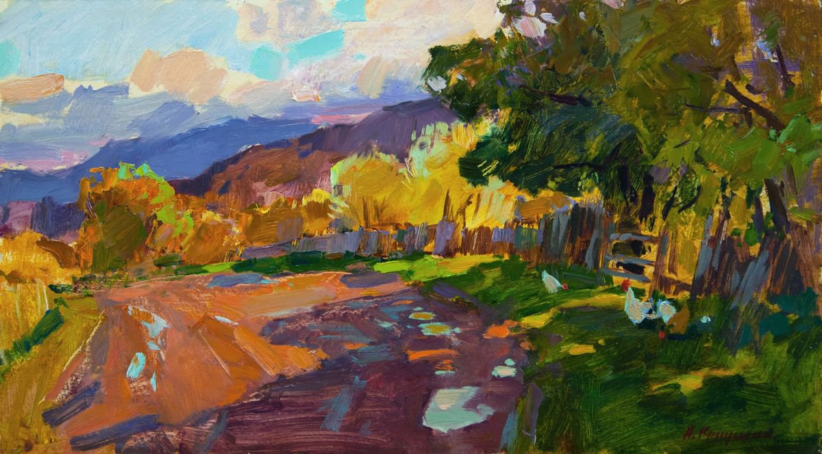 Impressionistic Landscape Oil Painting By Aleksandr Kryushyn, 21 X 12, After The Rain, Original Artwork