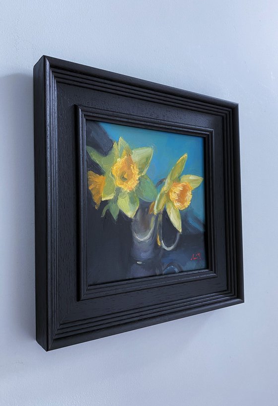 Original Oil Still Life Daffodils.