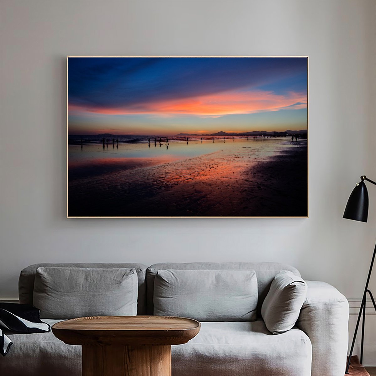 Photorealistic Landscape Photograph By Serge Horta, 48 X 32", Sunset Silhouettes, Original Artwork