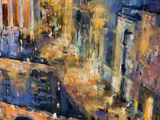 City Roofs - Cityscape Oil Painting