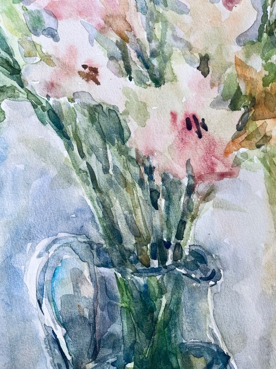 Bouquet in jug 16,5x23,2 in