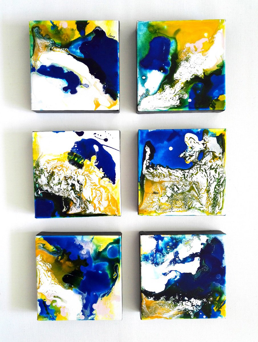 Abstract Acrylic Painting By Liang Hailun, 16 X 24", N°37-N°42 ( 6 Paintings ), Original Artwork