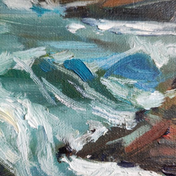 Ocean Waves on Rocky Coast