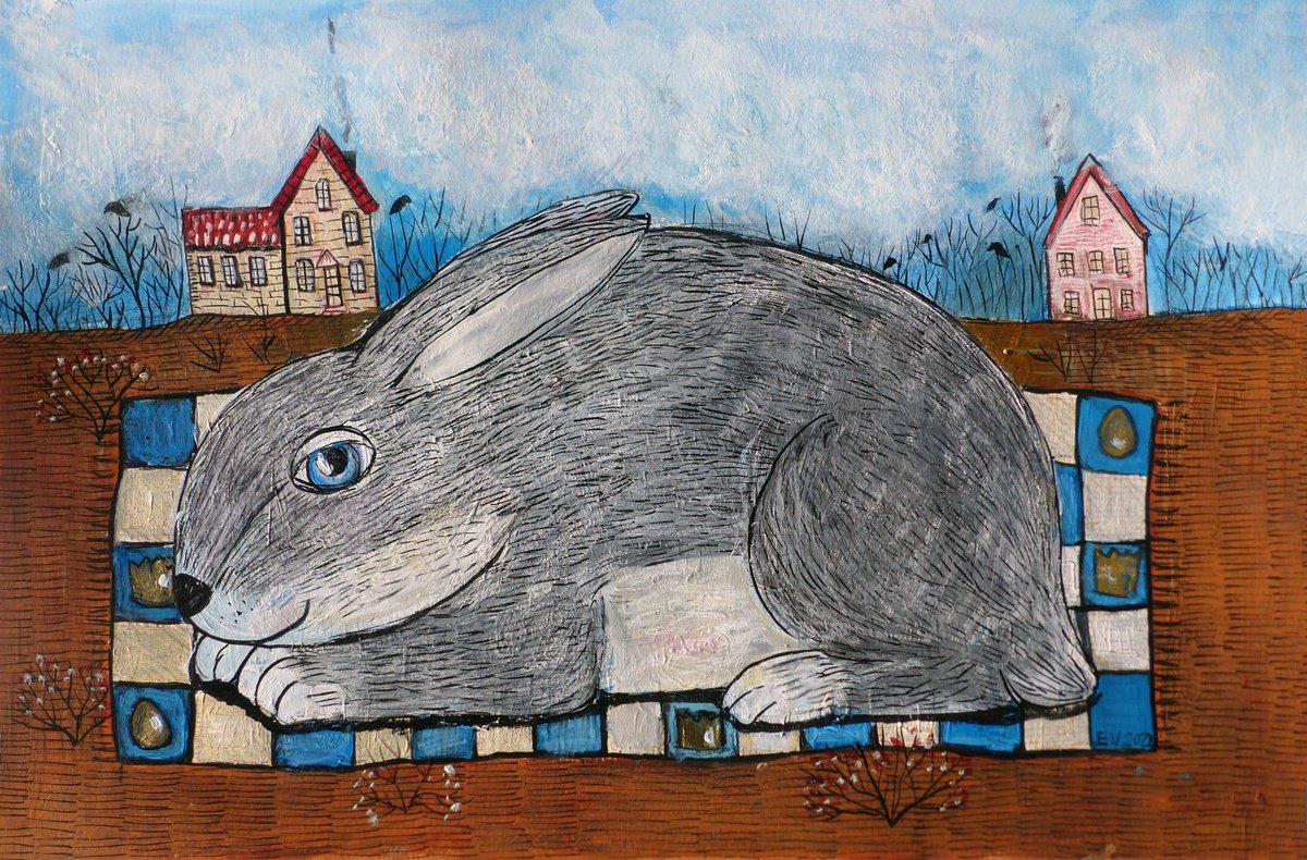 Gray bunny by Elizabeth Vlasova