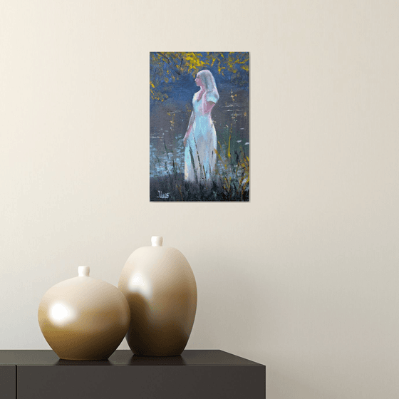 Sun-Kissed Harmony.  Miniature Figurative Oil